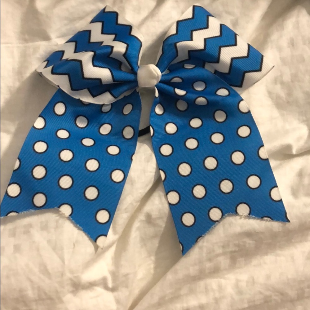 Fun patterned blue and white cheerleading